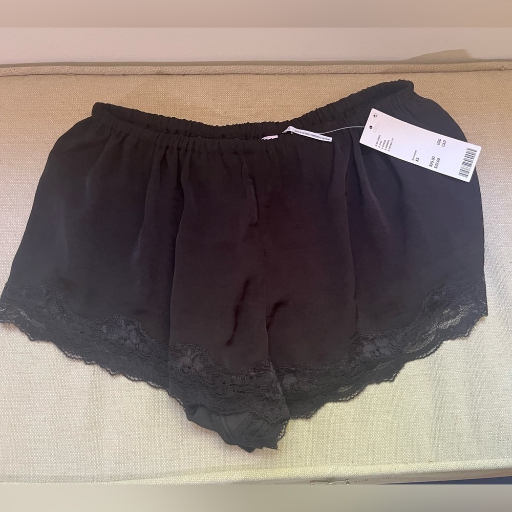 NWT Urban Outfitters Black Pajama Shorts with Lace Trim XS